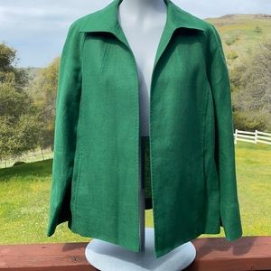 Talbots Linen Jacket. Green, 3/4 sleeve.